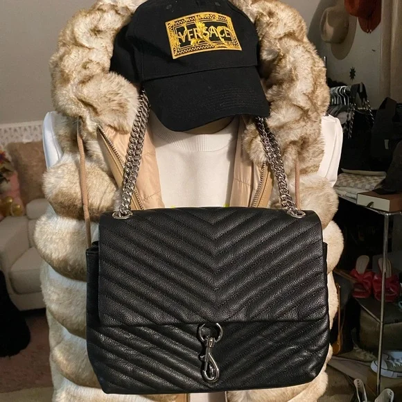 Rebecca Minkoff black leather quilted bag - Picture 1 of 15